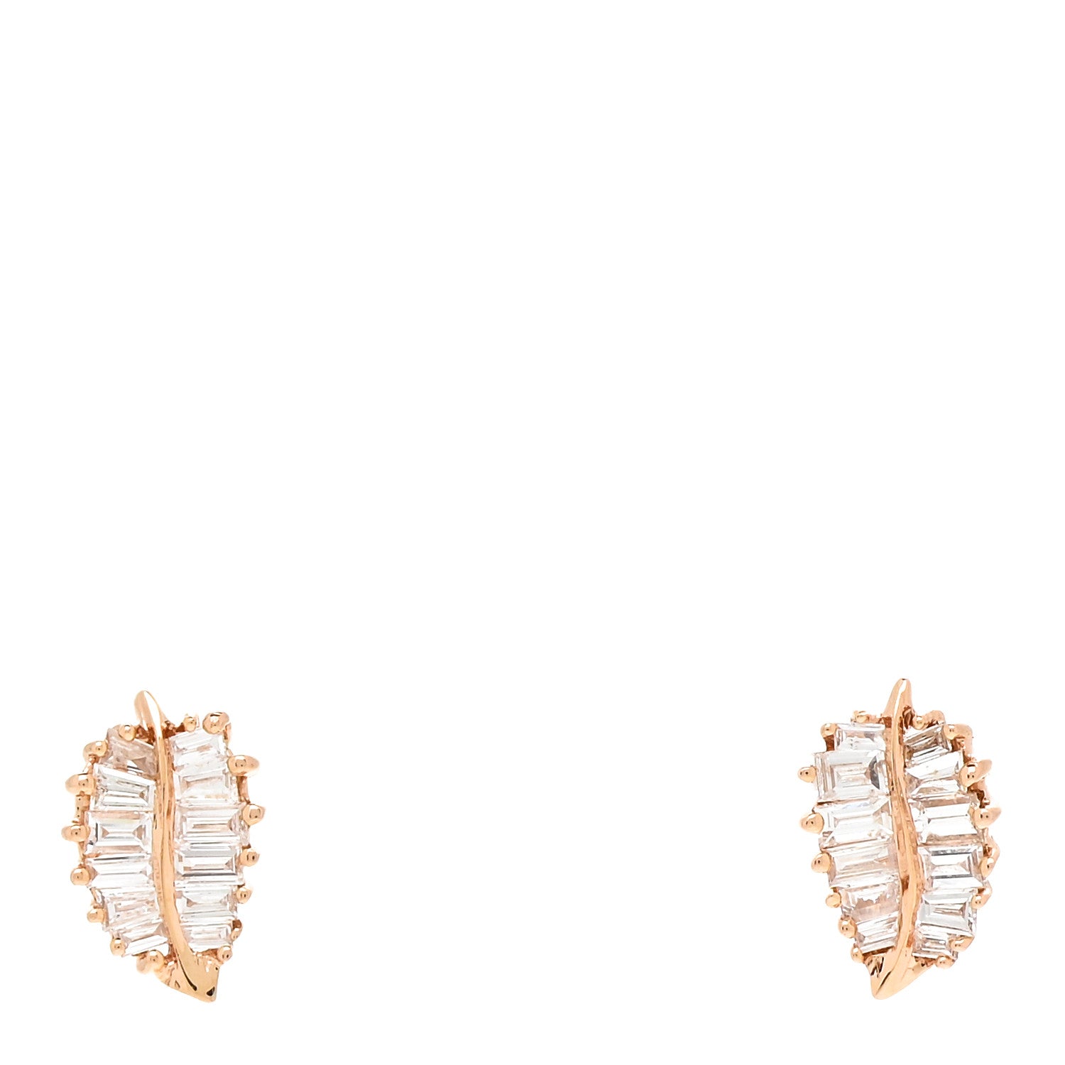 Anita Ko 18K Rose Gold Diamond Small Palm Leaf Earrings 1 of 5