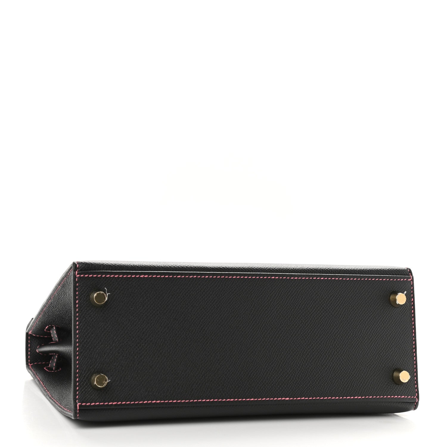 Hermes Epsom Horseshoe Kelly Sellier 25 Black Rose Lipstick 3 of 8