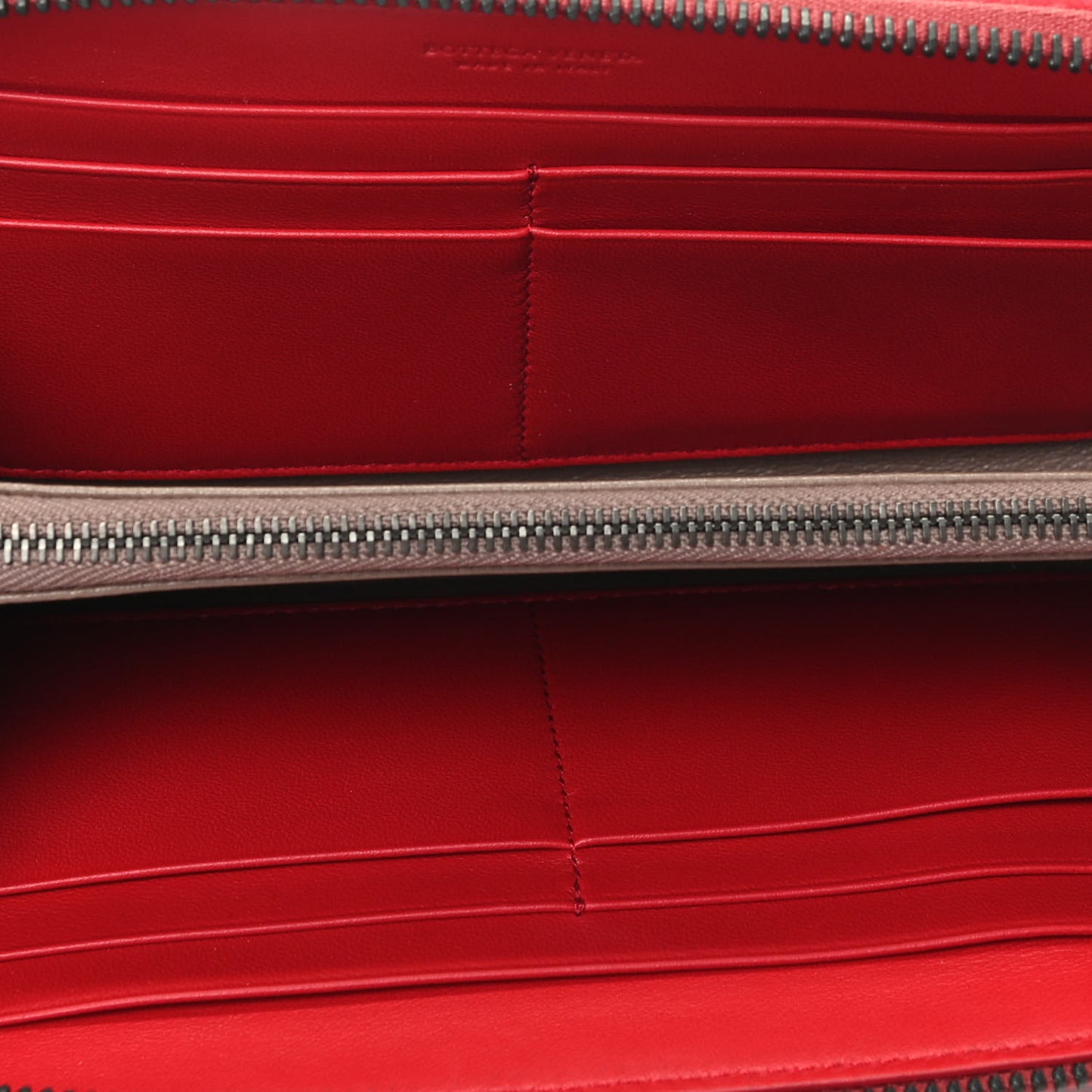 Nappa Intrecciato Zip Around Wallet China Red