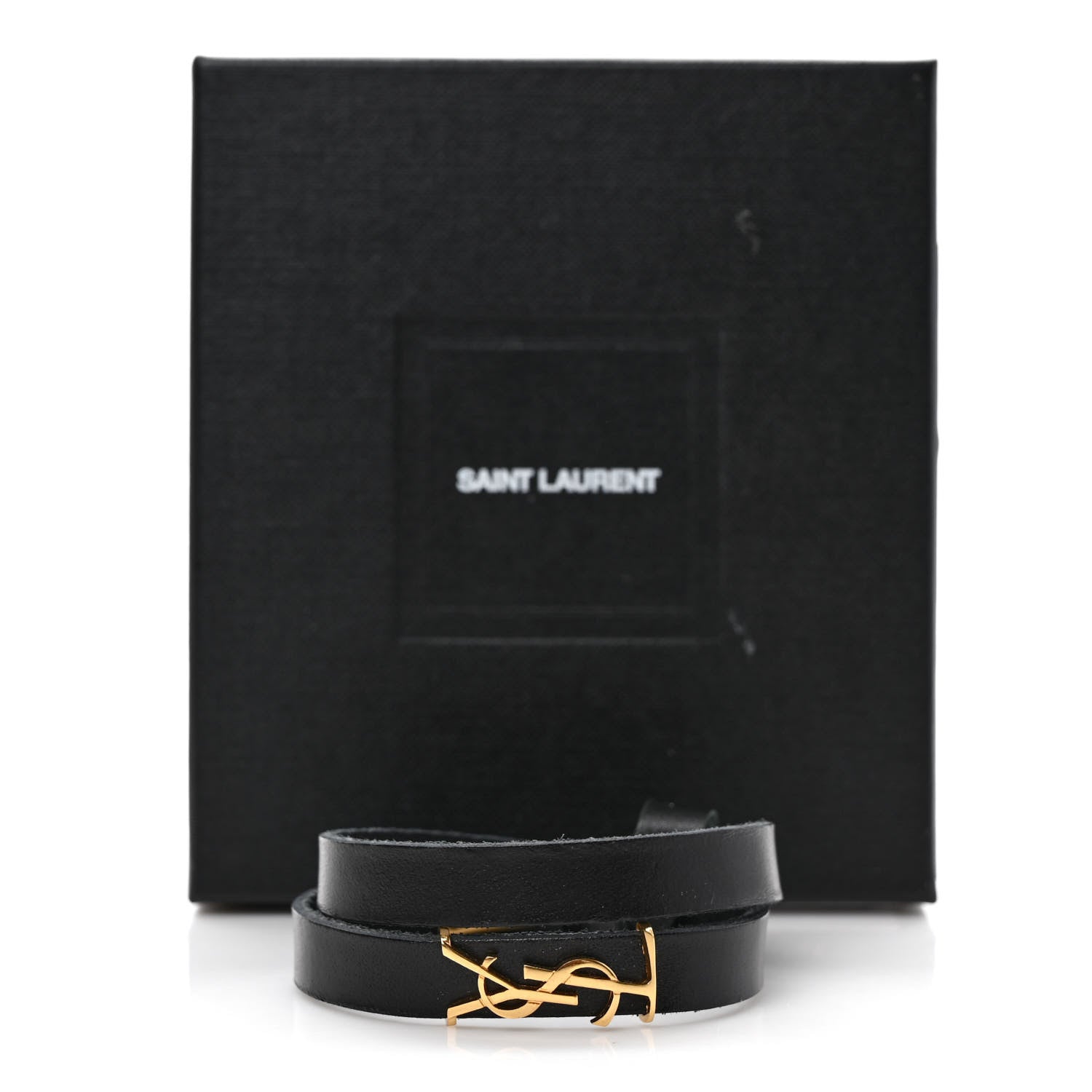 Saint Laurent Calfskin Opyum Double Wrap Bracelet Black 5 of 5