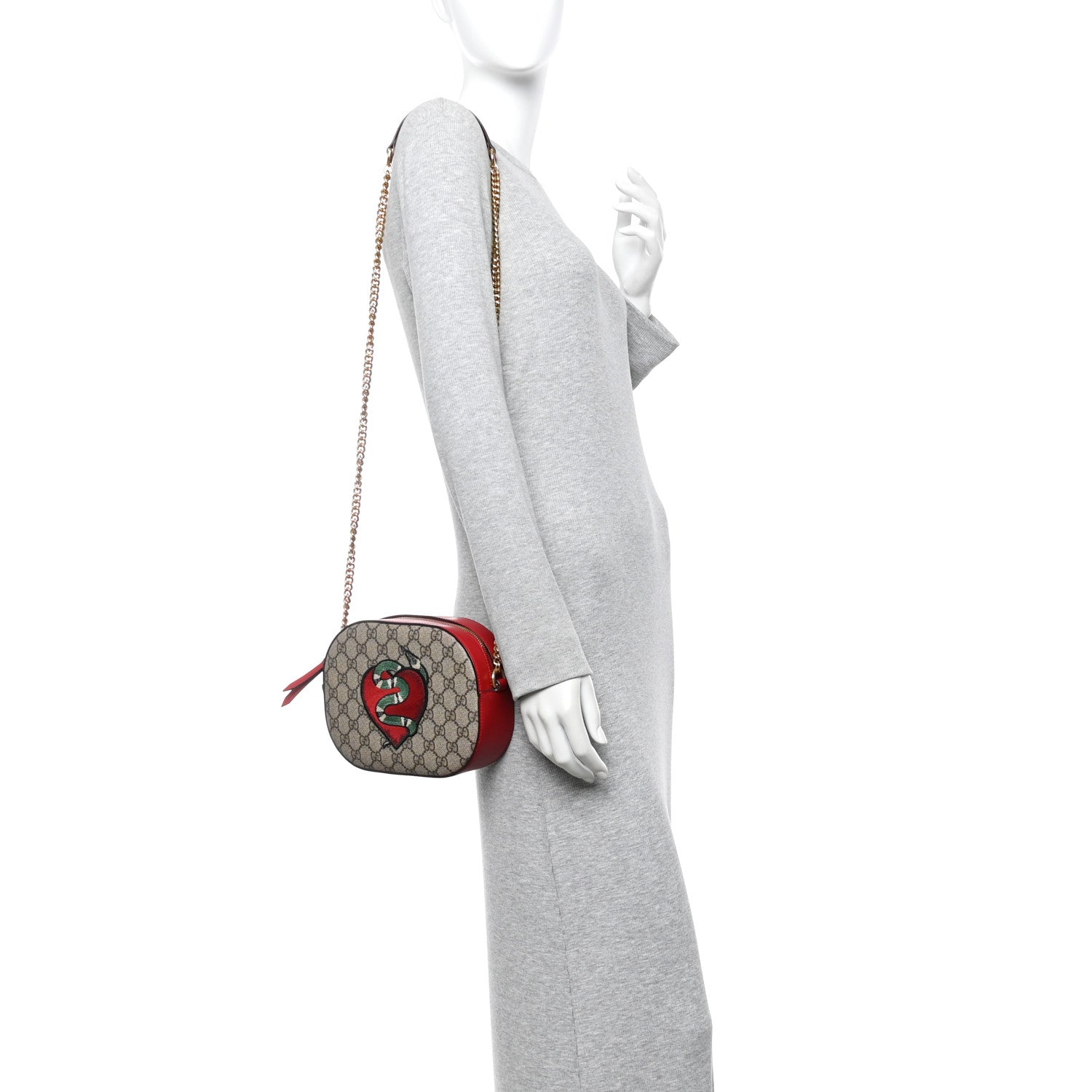 Gucci GG Supreme Monogram Kingsnake Heart Embroidered Mini Chain