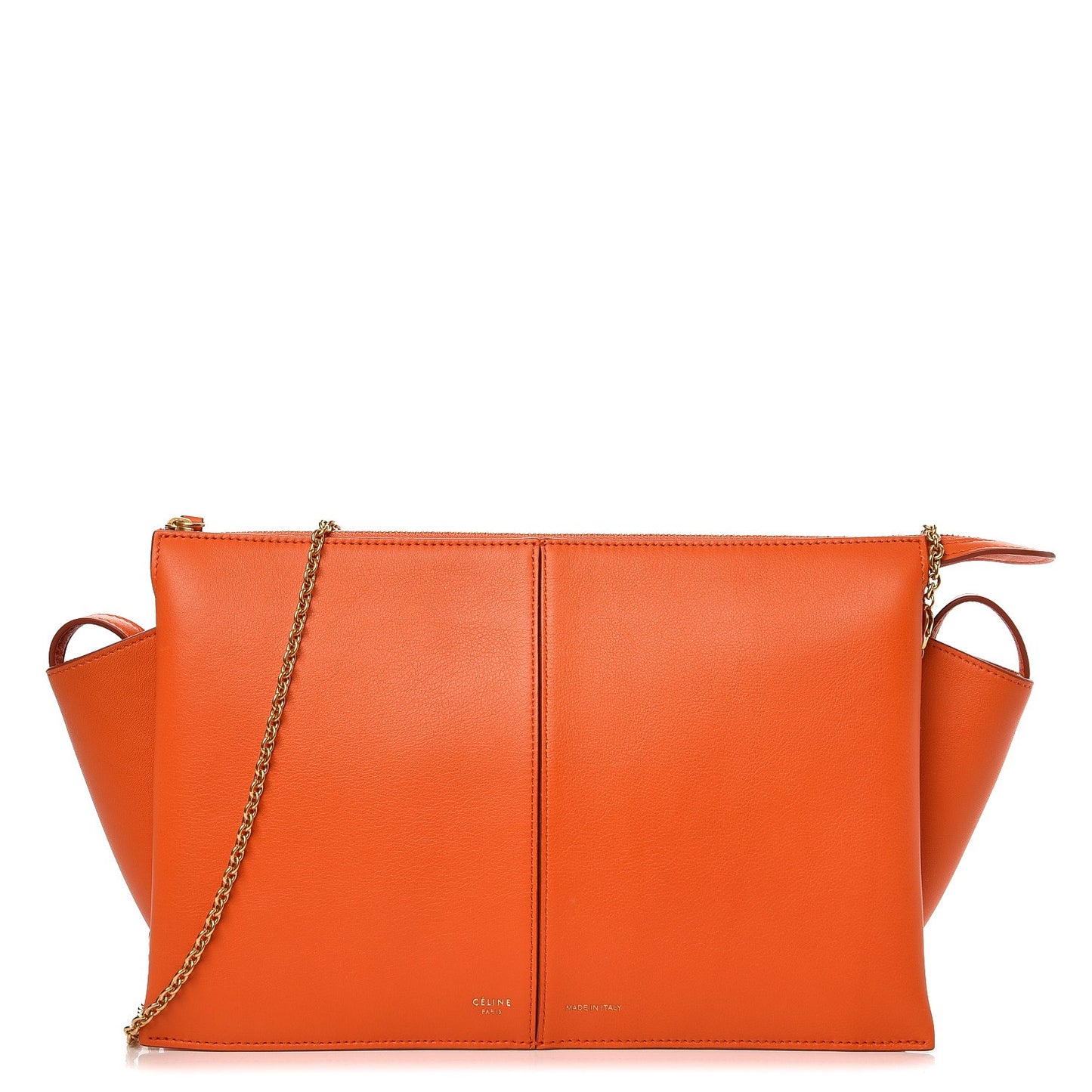 Supple Natural Calfskin Tri-Fold Clutch Orange