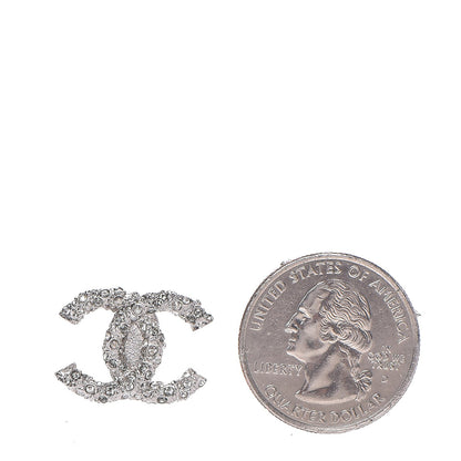 Chanel Crystal CC Earrings Grey Silver 2 of 5