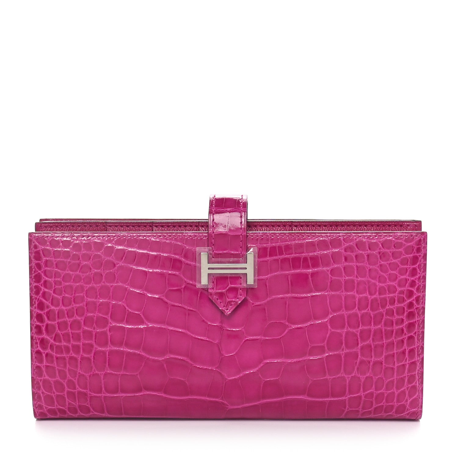 Hermes Shiny Alligator Bearn Wallet Rose Pourpre 1 of 11