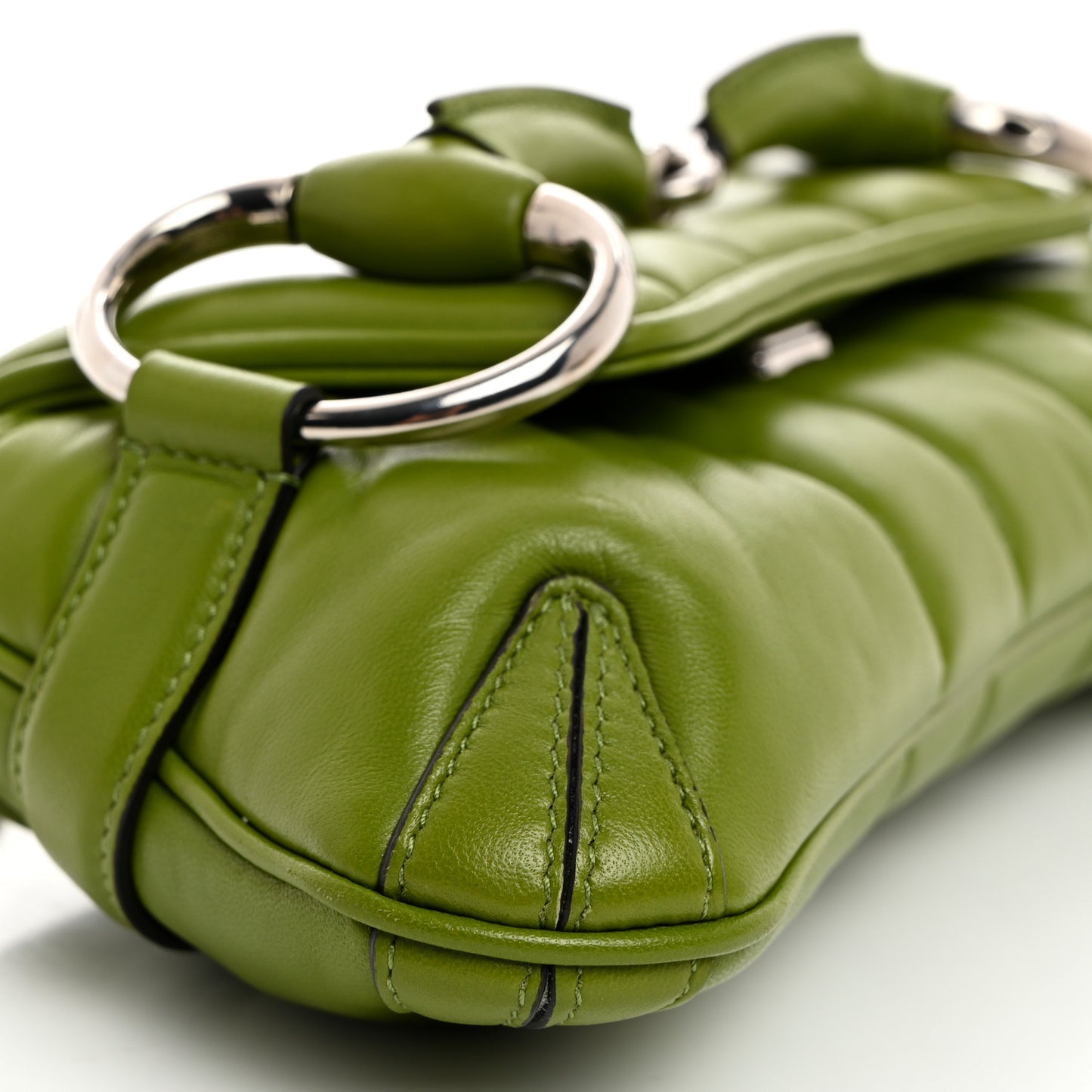 Nappa Vertical Matelasse Small Maxi Horsebit Chain Shoulder Bag Green