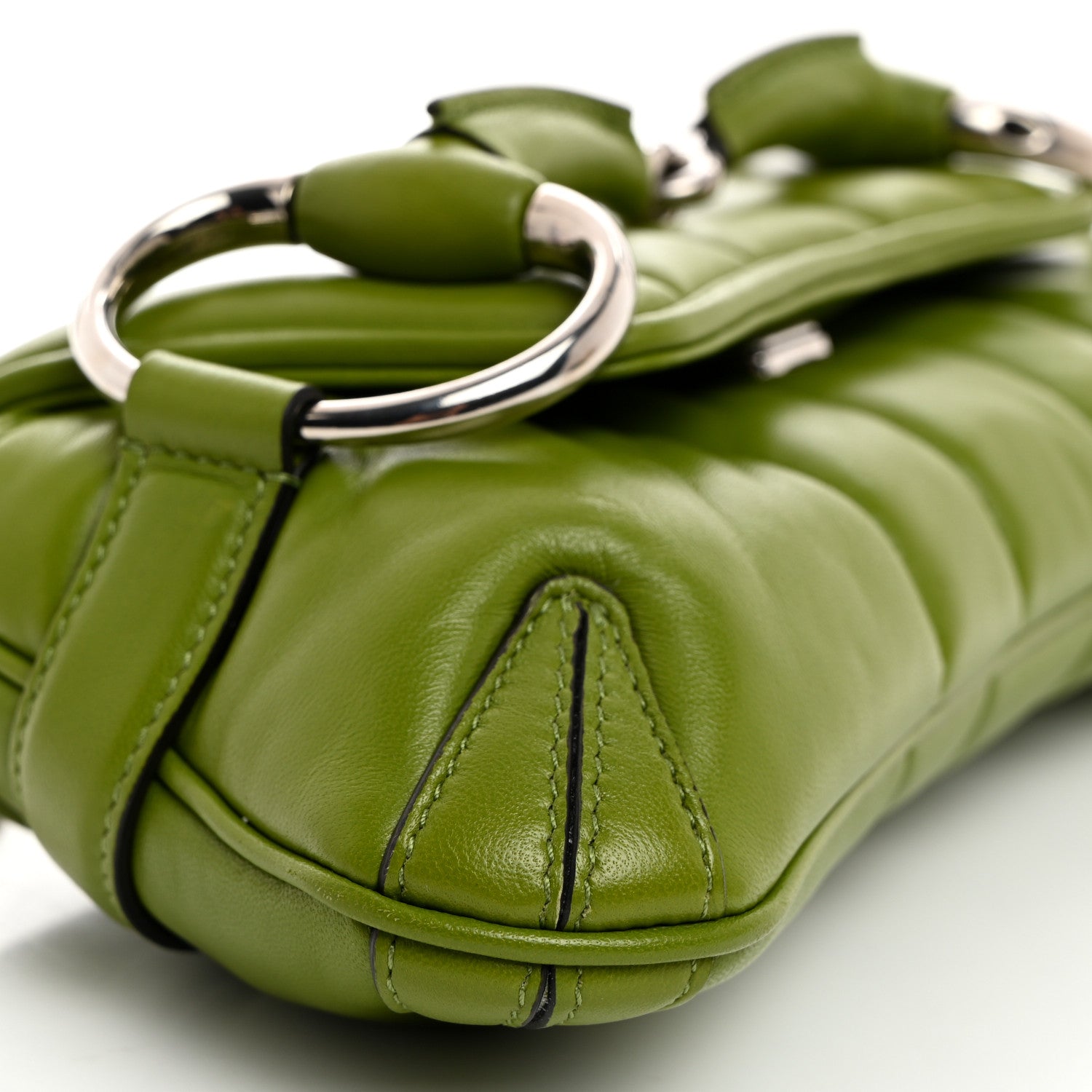 Gucci Nappa Vertical Matelasse Small Maxi Horsebit Chain Shoulder Bag Green 9 of 10