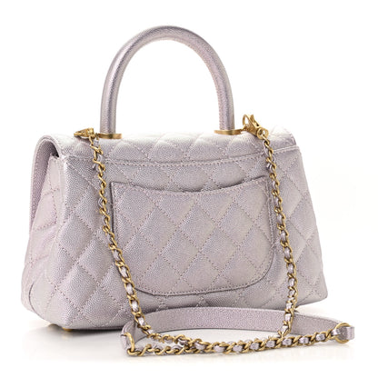 Chanel Metallic Caviar Quilted Mini Coco Handle Flap Light Pink 3 of 11