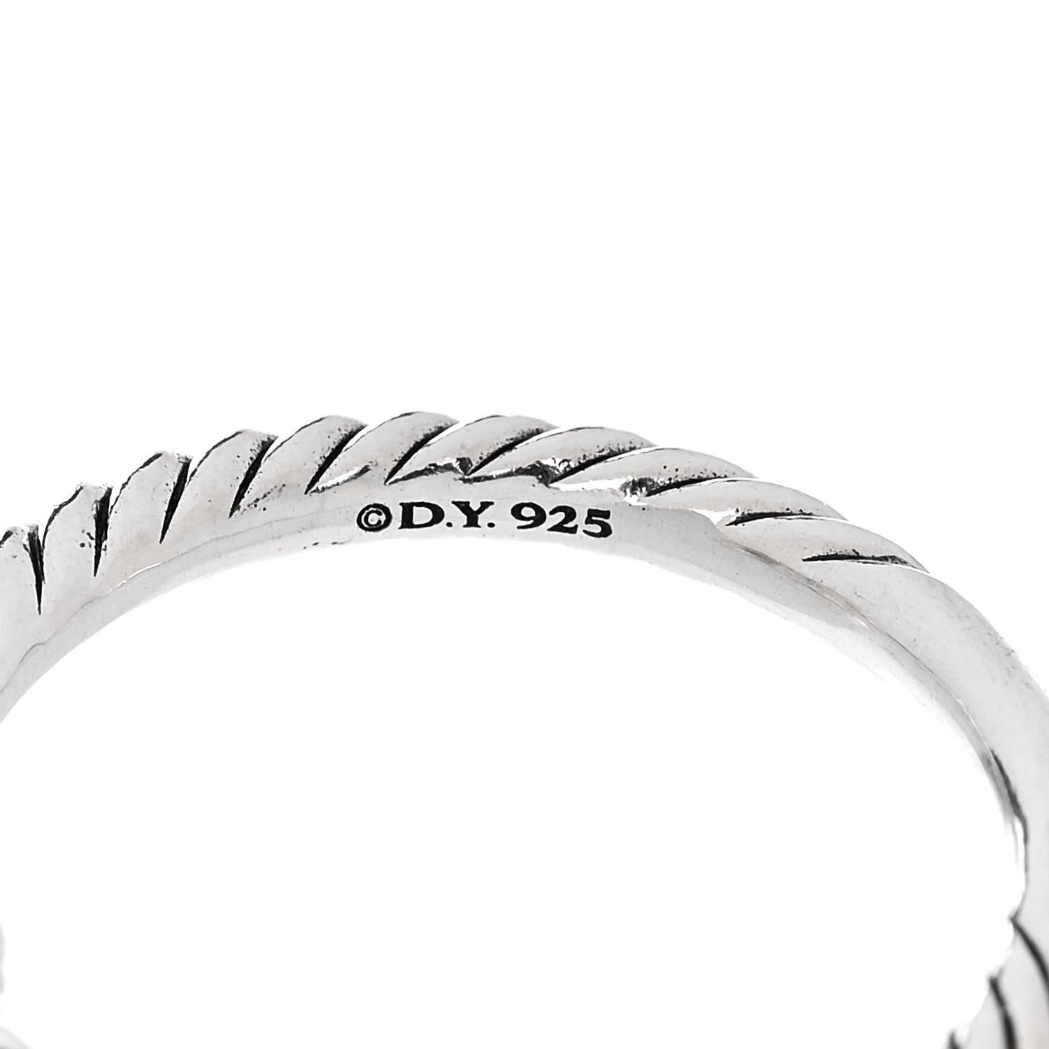 David Yurman Sterling Silver Diamond Prasiolite 8mm Chatelaine Ring 53 6.5 5 of 6