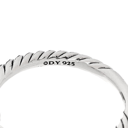 David Yurman Sterling Silver Diamond Prasiolite 8mm Chatelaine Ring 53 6.5 5 of 6