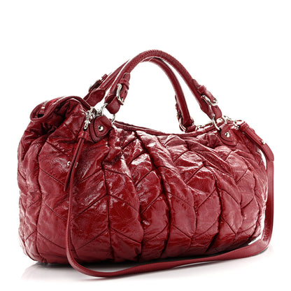 Miu Miu Vernice Trapunto Tote Rosso 3 of 16