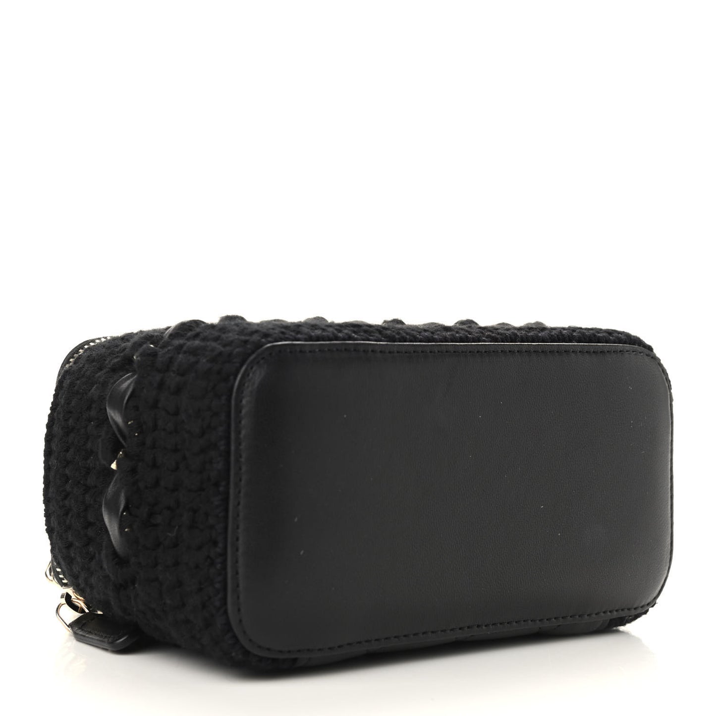 Lambskin Crochet Quilted Small Vanity Case With Chain Black