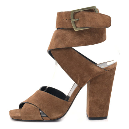 Saint Laurent Suede Oak Mule Sandals 40 Camel 1 of 9