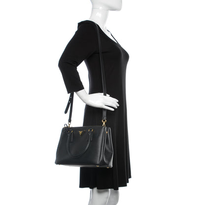 Prada Saffiano Small Galleria Double Zip Tote Black 2 of 16