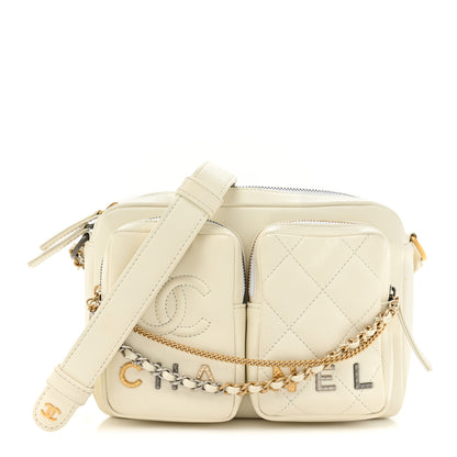 Chanel Calfskin Quilted Small Camera Case White 1 of 12