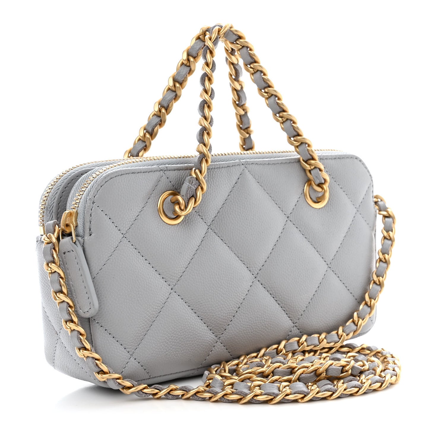 Caviar Quilted Phone Holder Grey