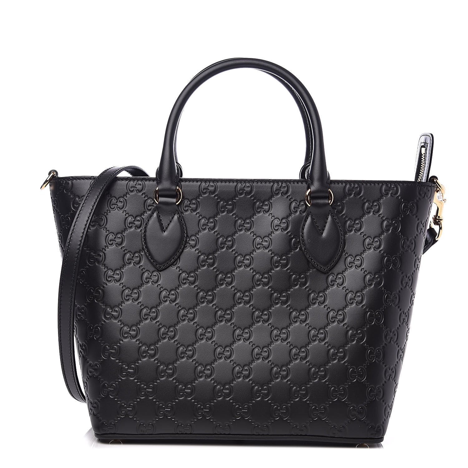 Gucci Guccissima Small Zippered Bucket Tote Black 1 of 9