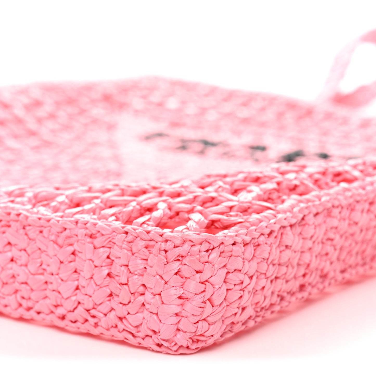 Yarn Raffia Effect Crochet Logo Embroidered Tote Bag Petalo