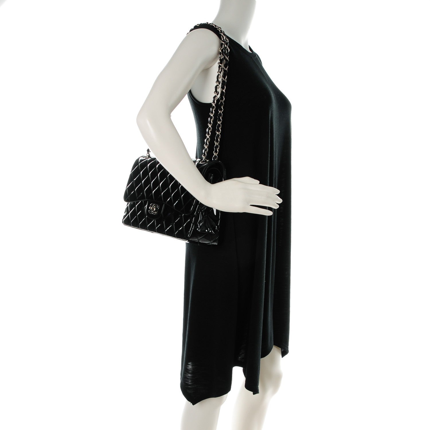 Chanel Patent Quilted Jumbo Double Flap Black 2 of 8