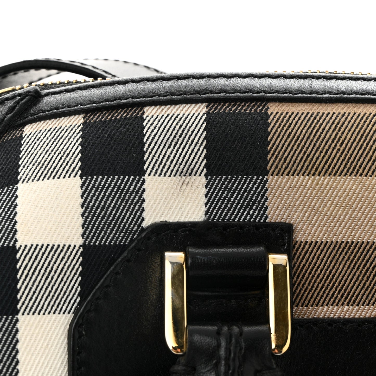 House Check Bridle Calfskin Medium Alchester Bowling Bag Black