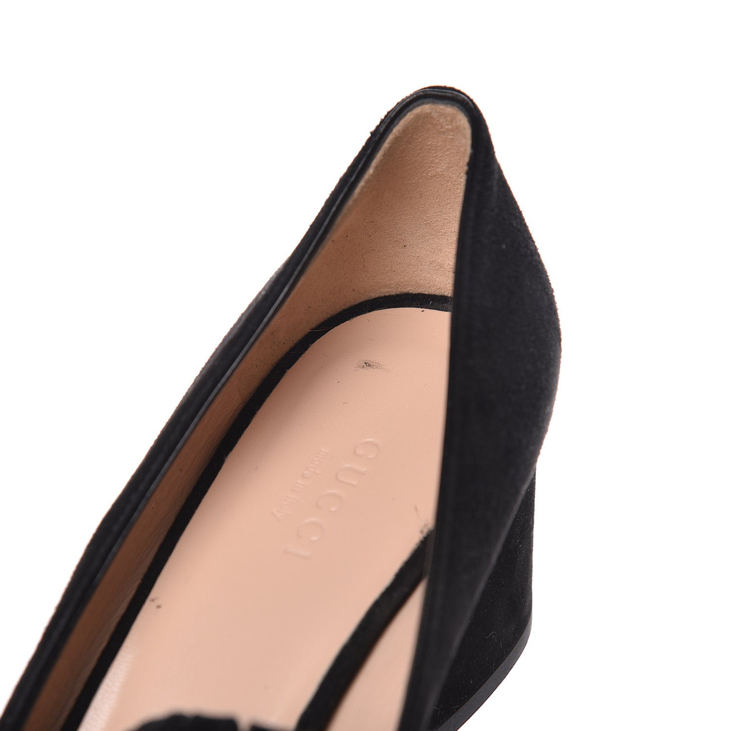 Kid Scamosciato GG Marmont Fringe 50mm Loafer Pumps 37.5 Black