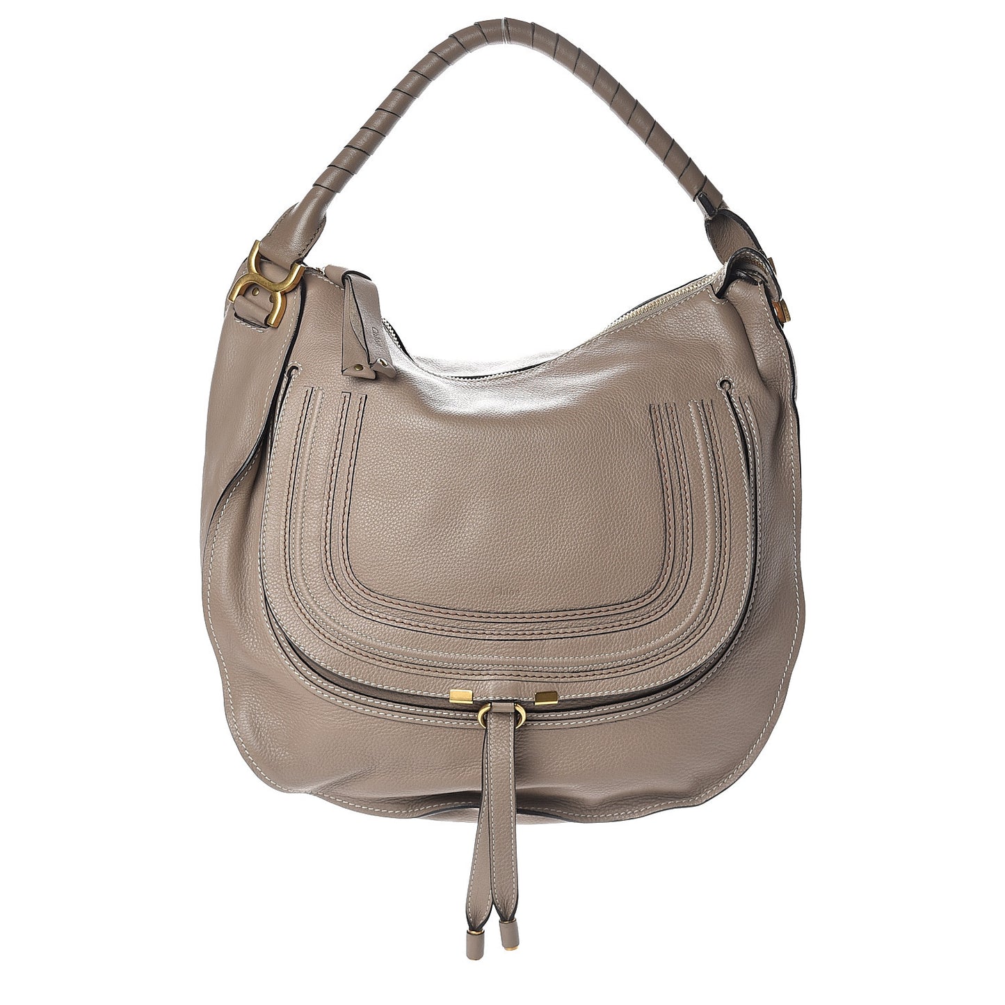 Calfskin Large Marcie Hobo Motty Grey