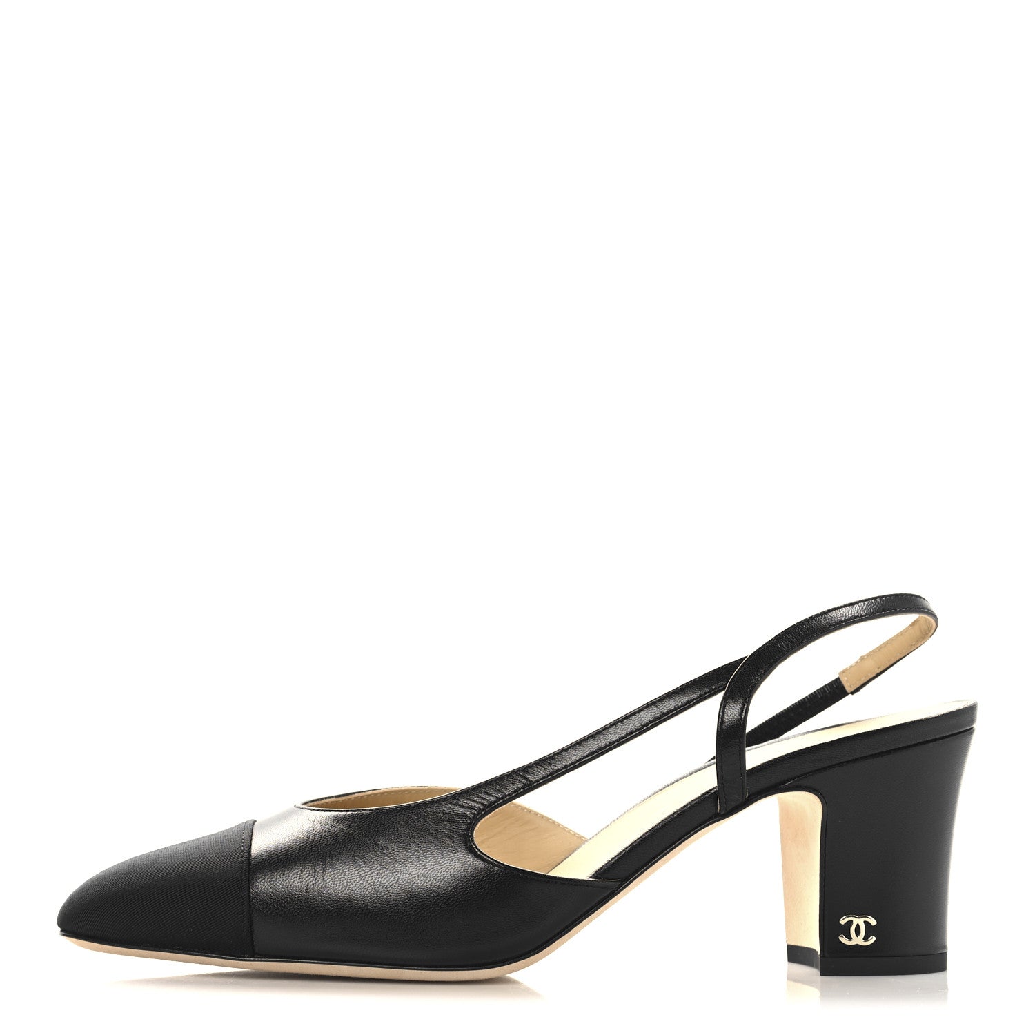 Chanel Goatskin Grosgrain Cap Toe CC Slingback Pumps 40.5 Black 1 of 10