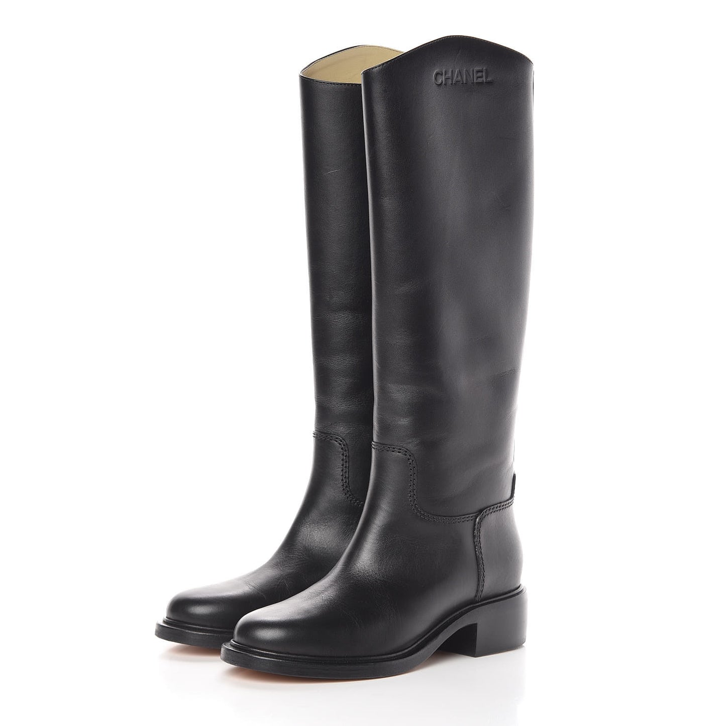 Calfskin Knee High Boots 38 Black