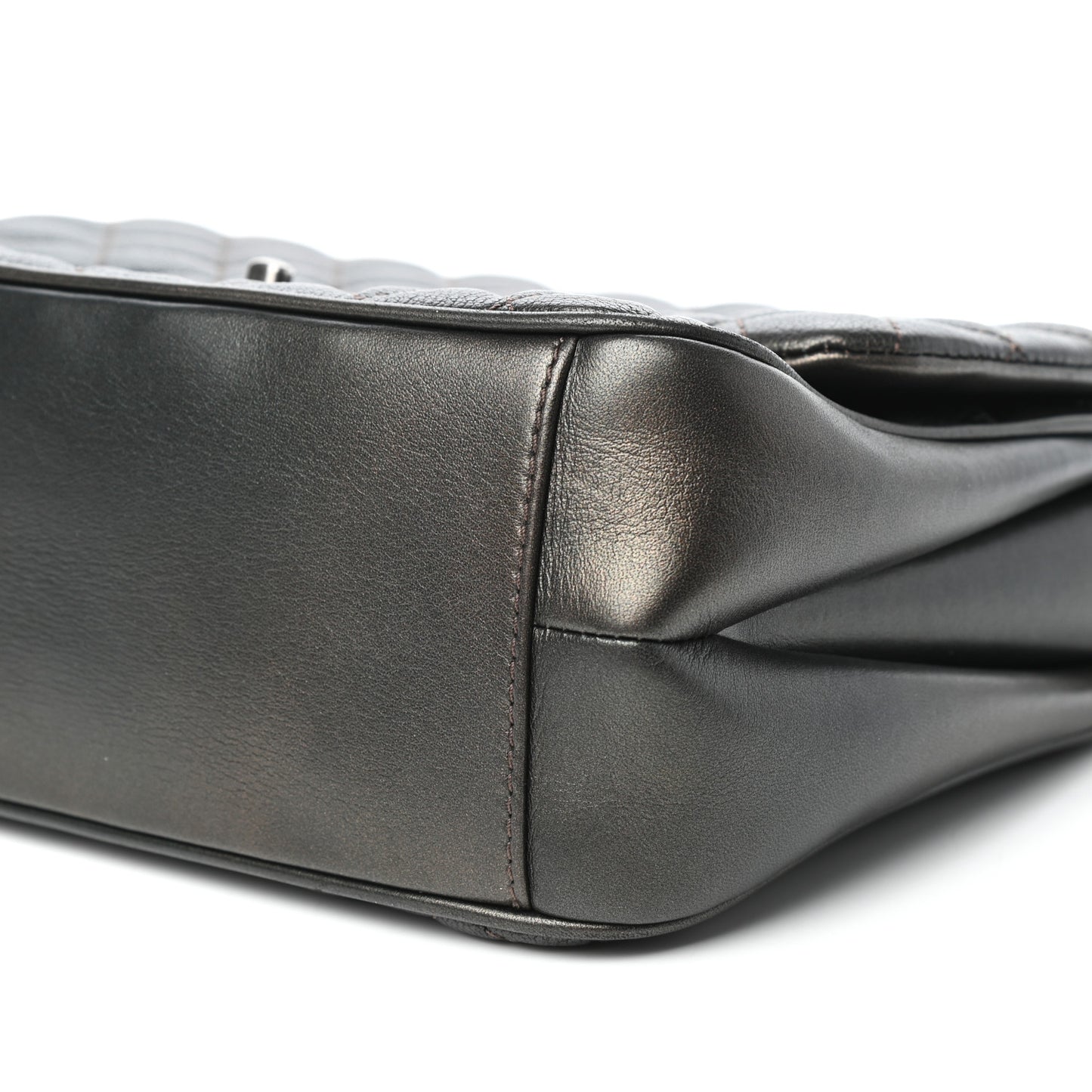 Metallic Goatskin Quilted Medium Rock In Rome Flap Charcoal