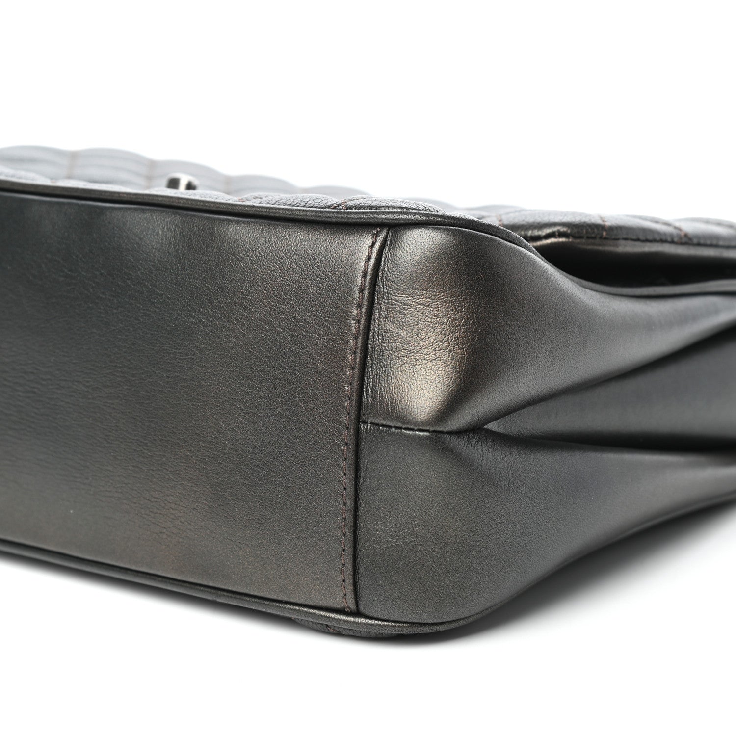 Chanel Metallic Goatskin Quilted Medium Rock In Rome Flap Charcoal 9 of 10