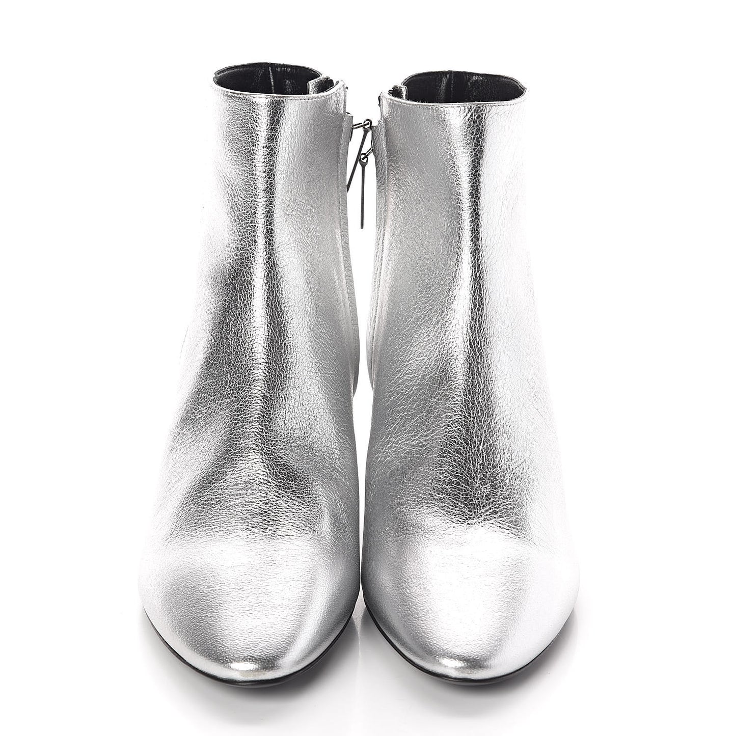 Metallic Calfskin Loulou 50 Ankle Booties 37 Silver