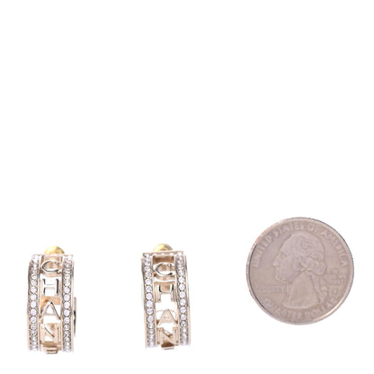 Chanel Metal Crystal Bow-tiful CC Hoop Earrings Gold 2 of 5