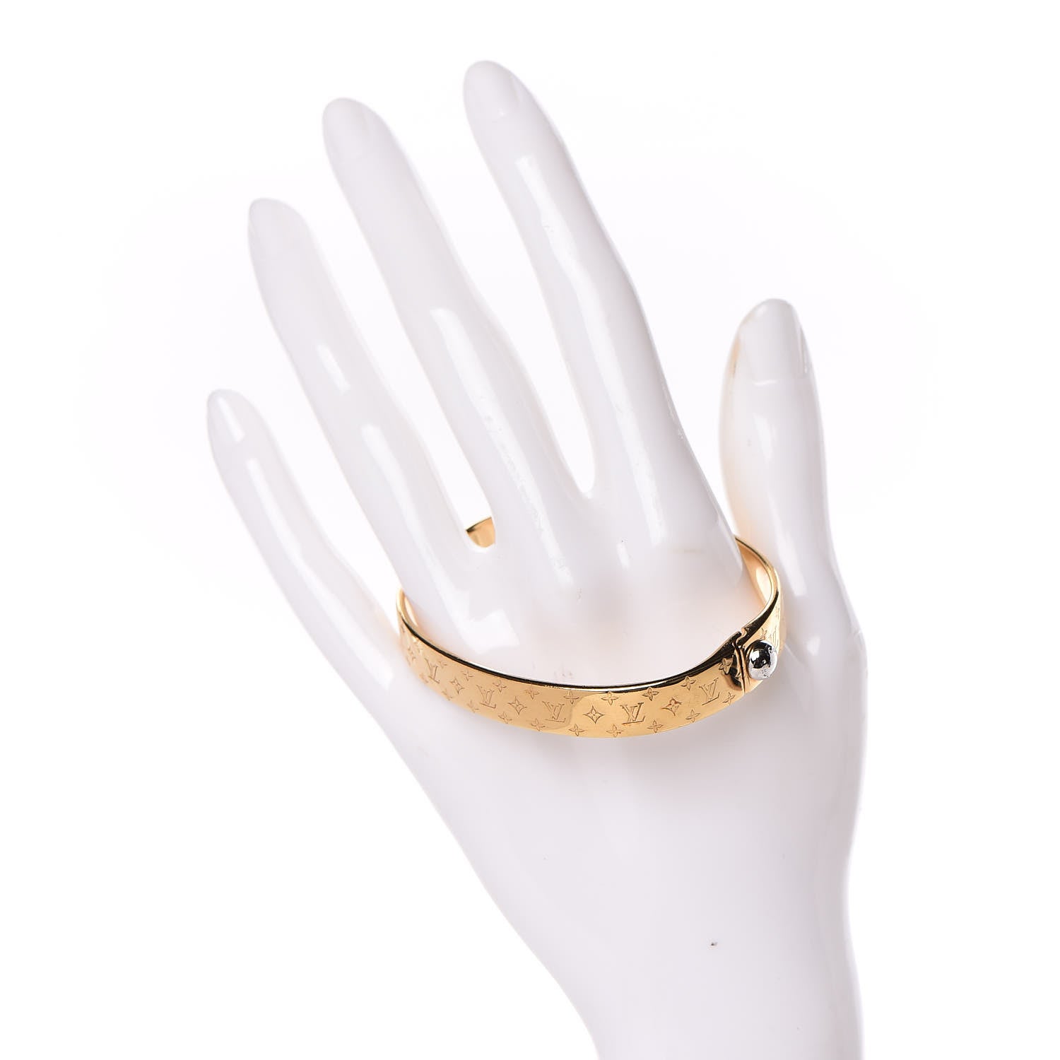 Louis Vuitton Brass Monogram Nanogram Cuff M Gold 2 of 7