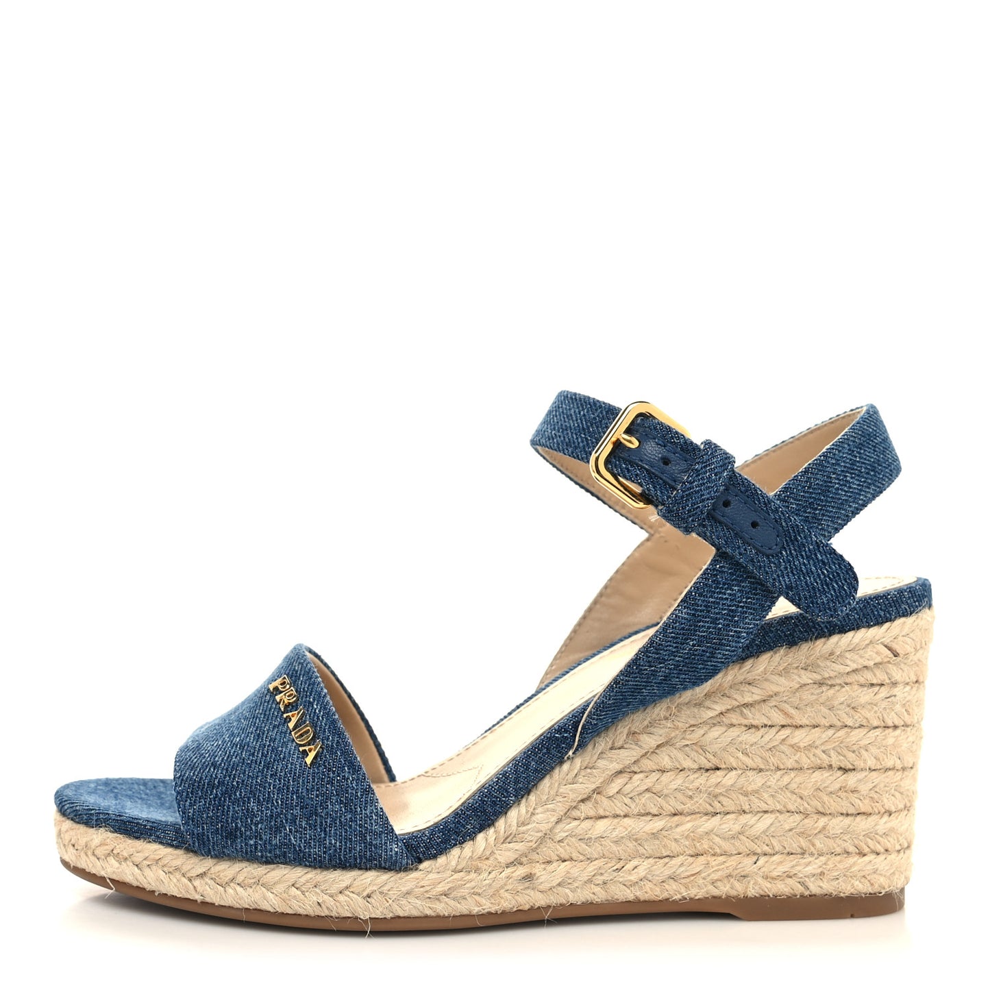 Denim Logo Espadrille 70mm Wedge Sandals 36 Bleu