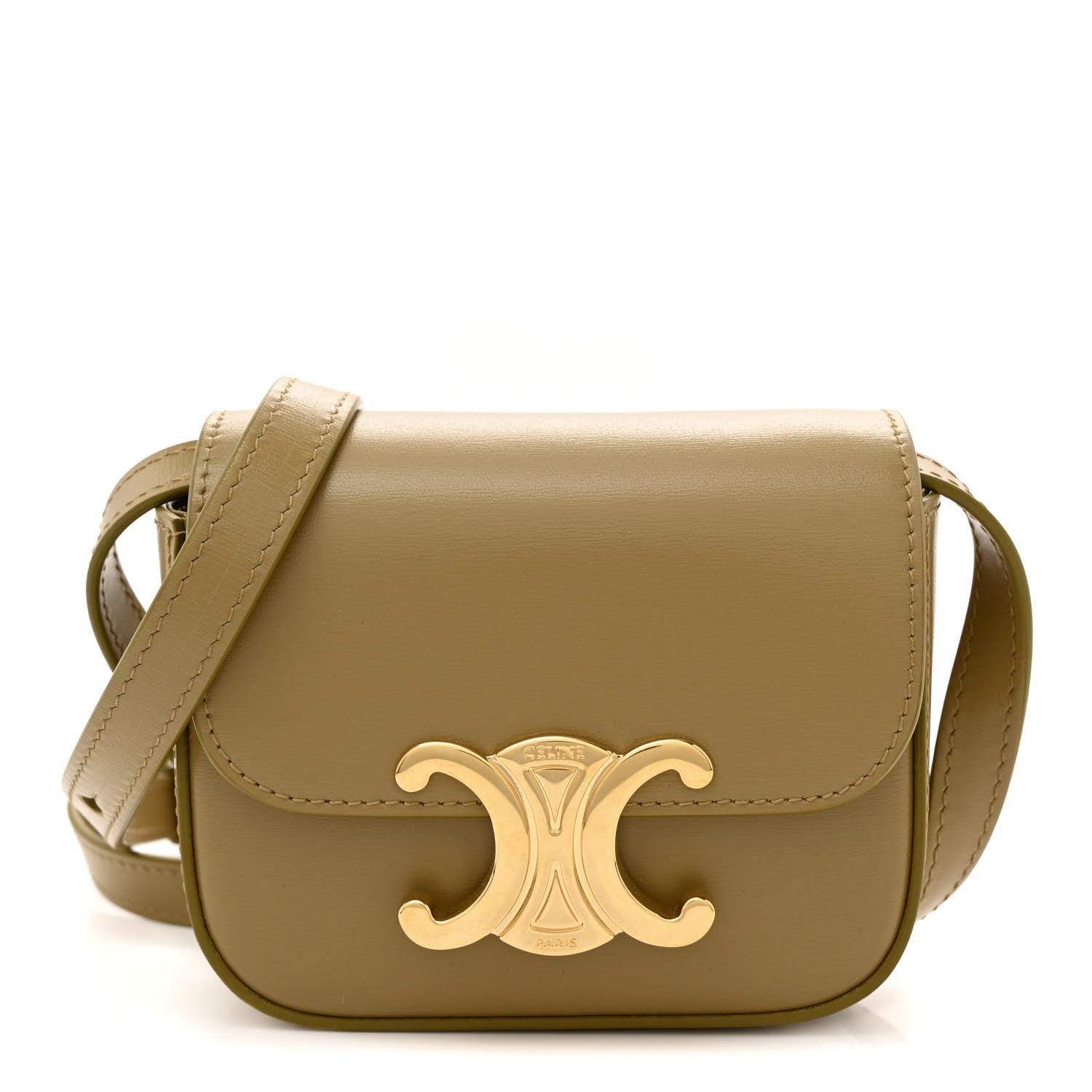 Celine Shiny Calfskin Mini Triomphe Olive 1 of 10