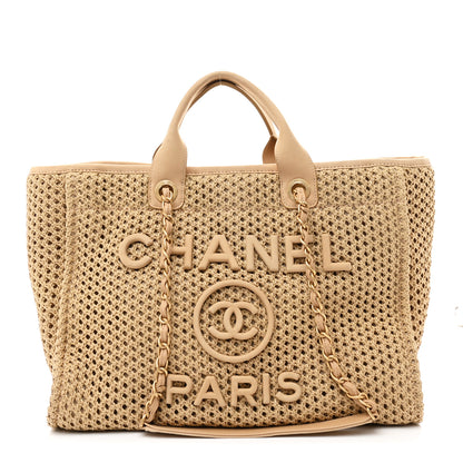Chanel Straw Suede Calfskin Medium Deauville Tote Beige 1 of 11
