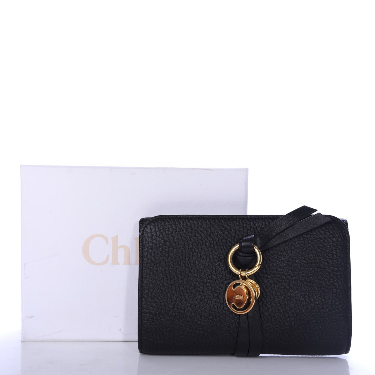 Grained Calfskin Alphabet Compact Wallet Black