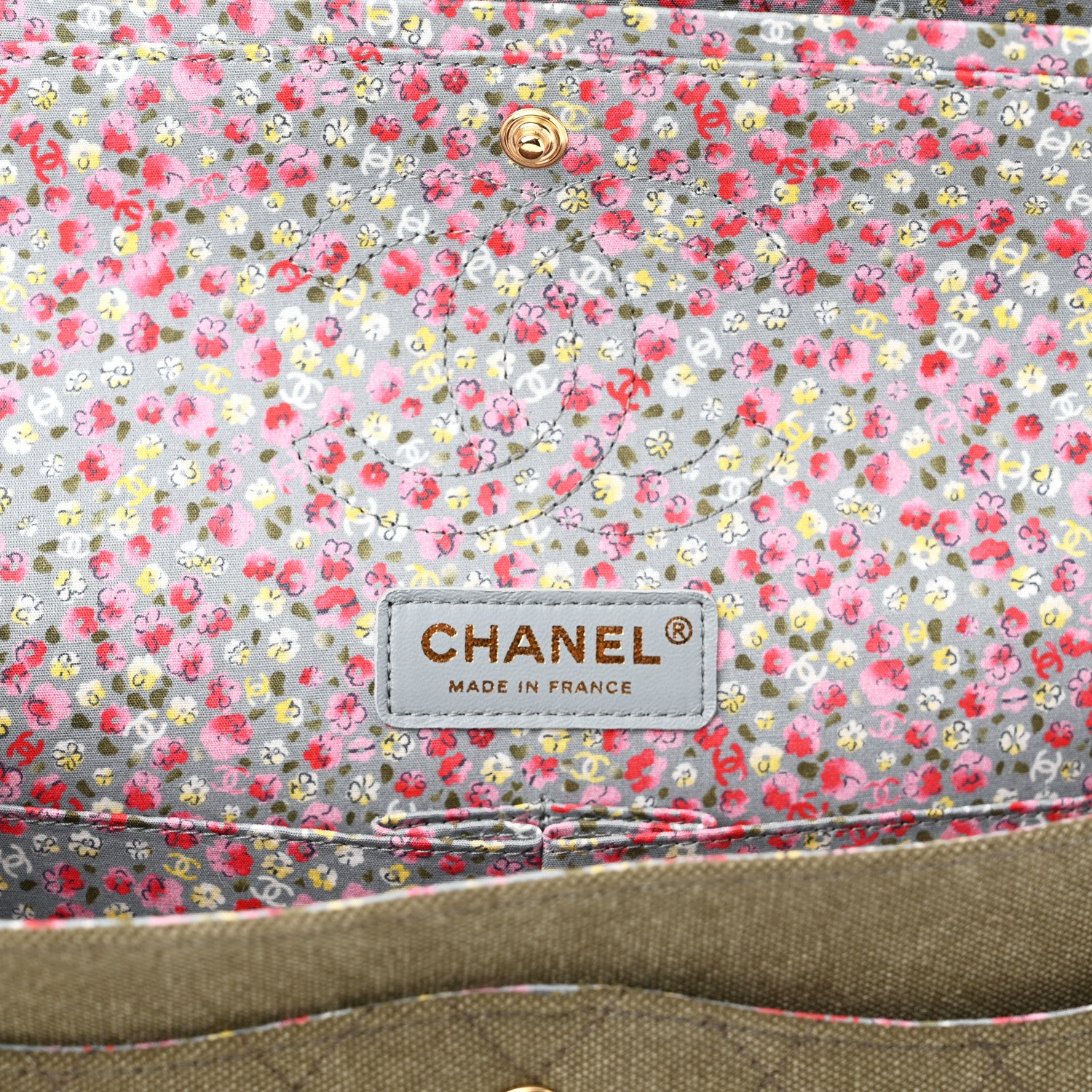 Chanel Canvas Quilted Coco Cuba Charms Medium Double Flap Khaki 6 of 10