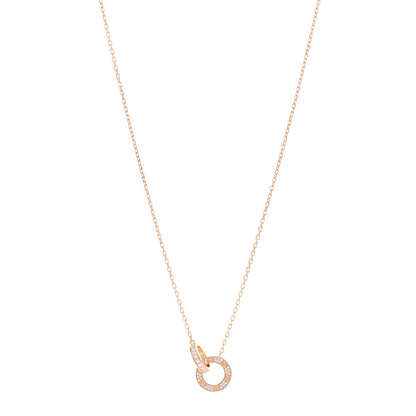 Cartier 18K Pink Gold Diamond Interlocking LOVE Paved Necklace 1 of 5