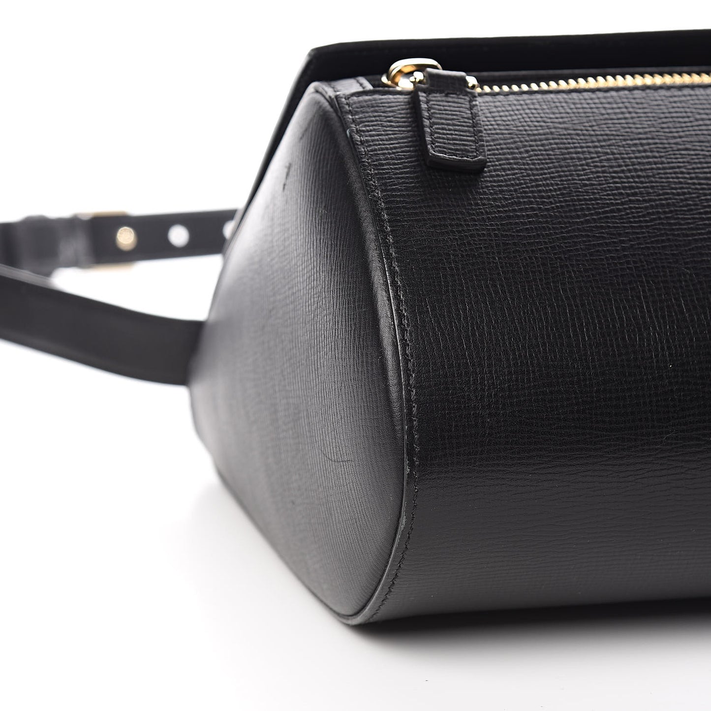 Textured Calfskin Medium Pandora Box Crossbody Bag Black