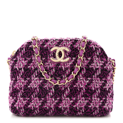 Chanel Tweed Quilted Mini Clutch With Chain Purple 1 of 10