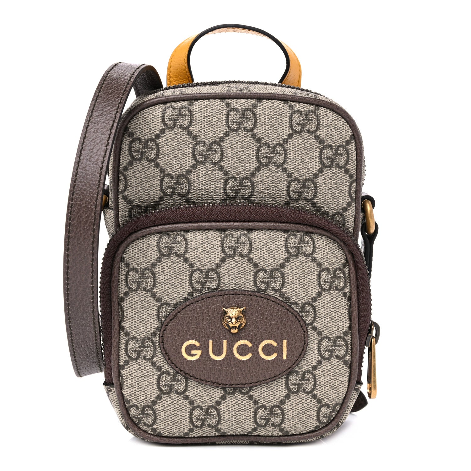 Gucci GG Supreme Monogram Mini Neo Vintage Double Zip Messenger Bag Beige New Acero Crop 1 of 10