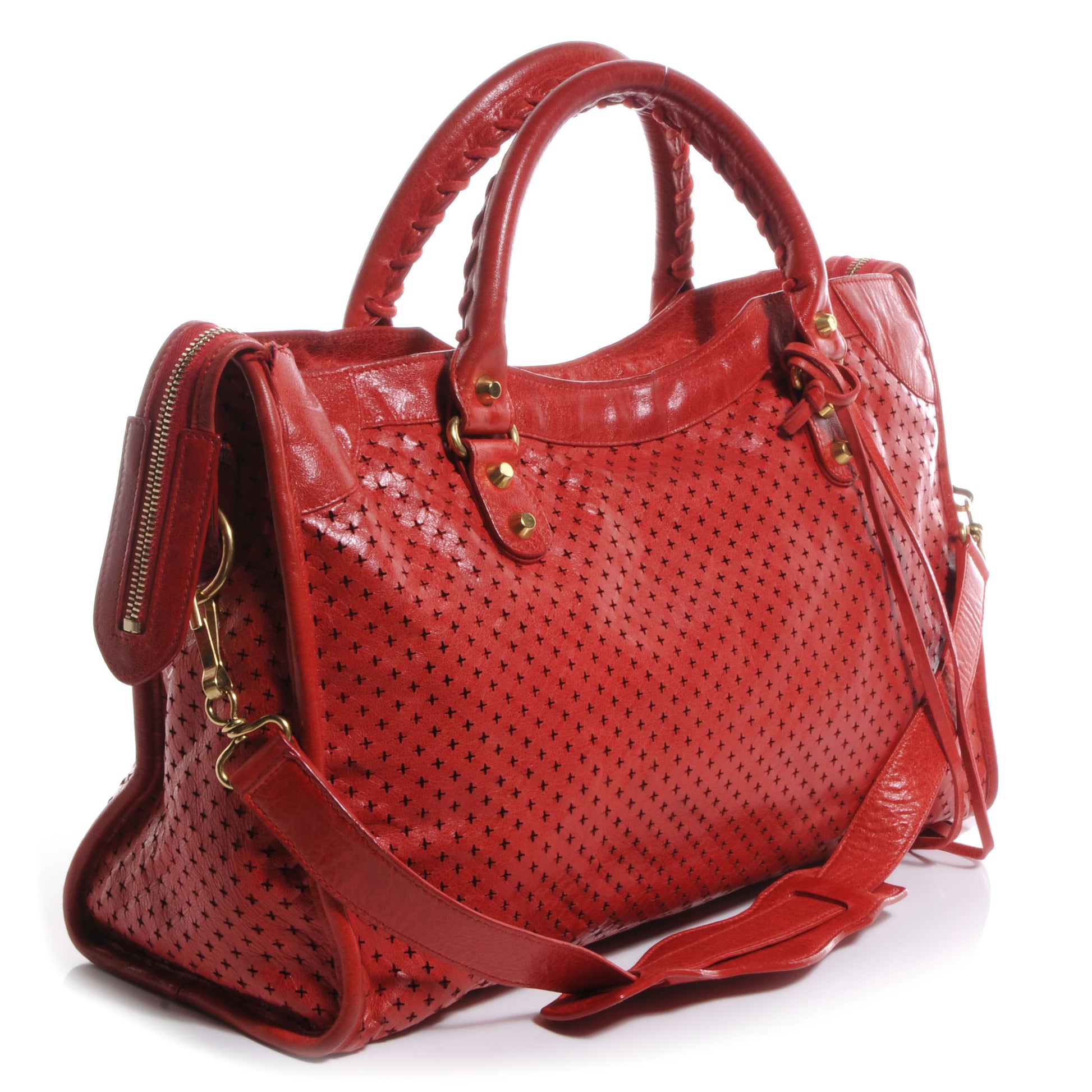 Balenciaga Agneau Cross Perforated City Ruby Red 21 of 38