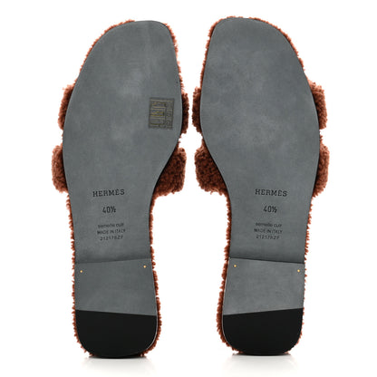 Hermes Woolskin Oran Sandals 40.5 Cognac 5 of 8