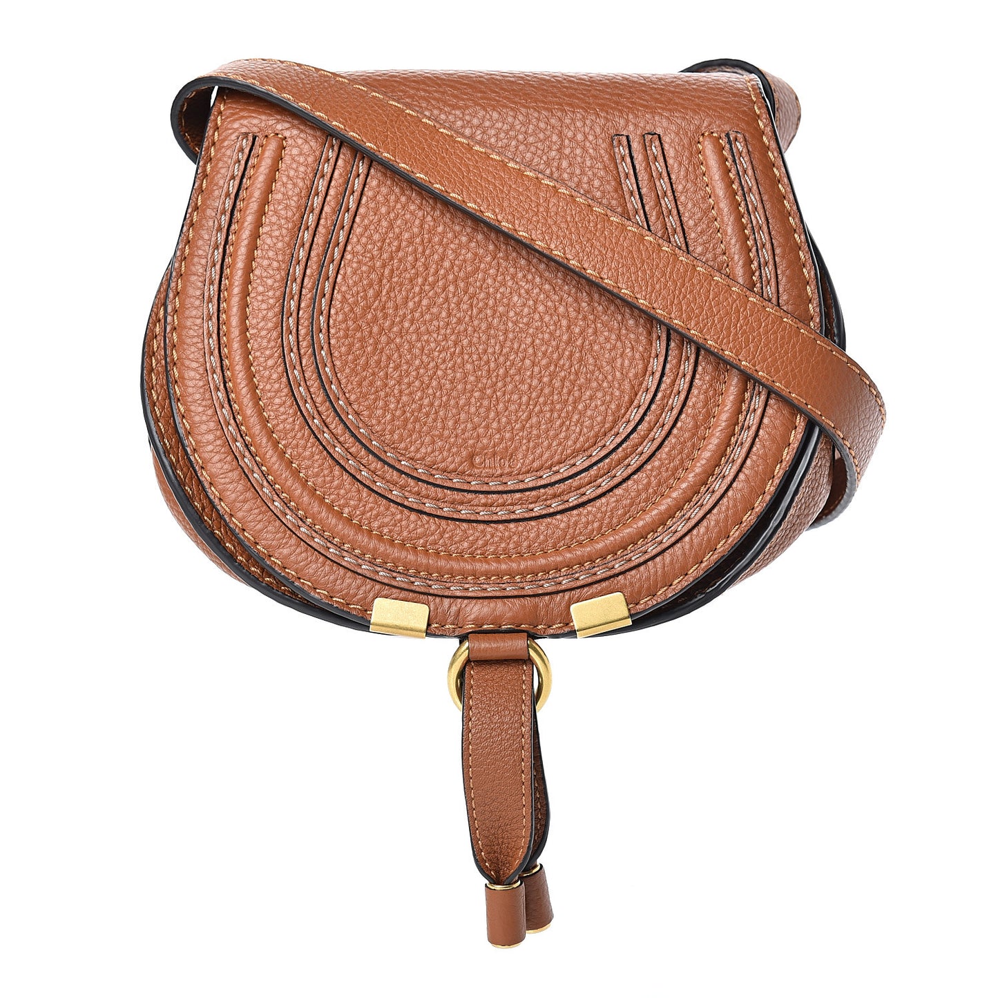 Calfskin Mini Marcie Round Crossbody Bag Tan