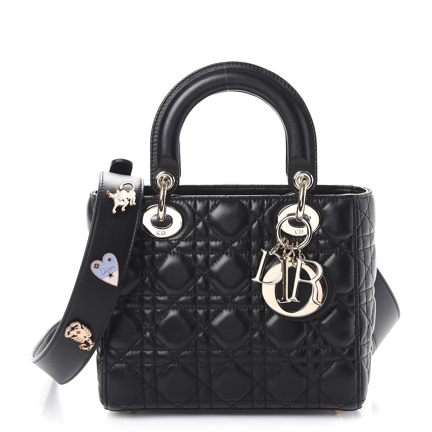 Christian Dior Lambskin Cannage Small Lucky Badges My Lady Dior Black 1 of 11