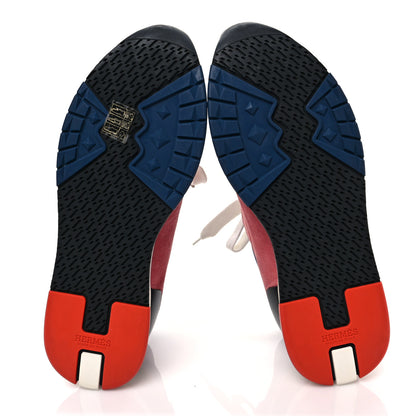 Hermes Technical Canvas Suede Goatskin Womens Stadium Sneakers 38.5 Multicolor 5 of 8