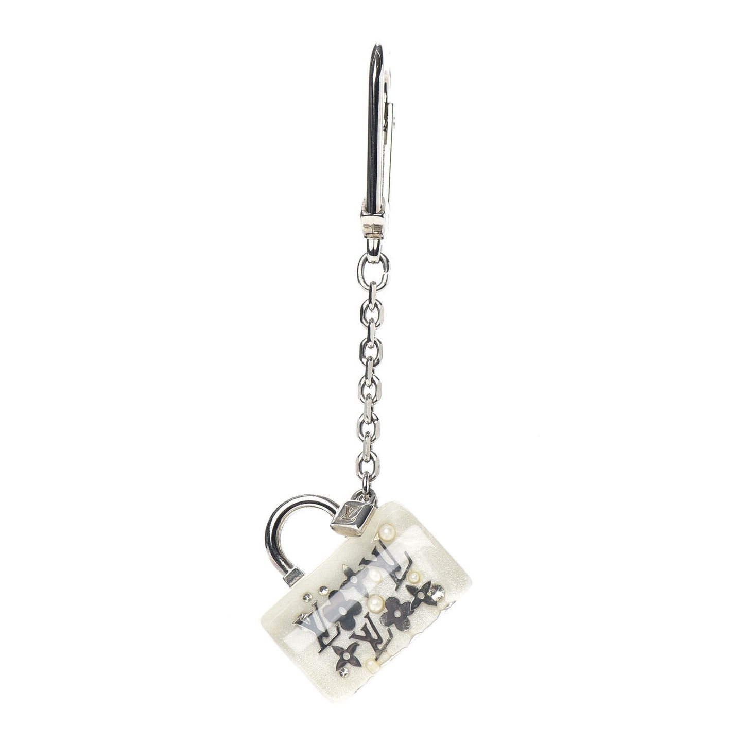 Resin Inclusion Speedy Bag Charm Key Chain White