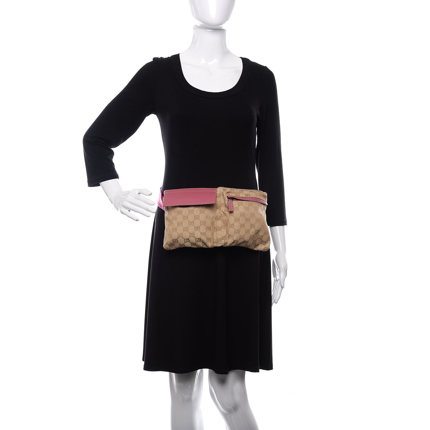 Gucci GG Monogram Web Double Pocket Belt Bag Pink 2 of 10