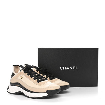 Chanel Velvet Calfskin Mixed Fibers CC Sneakers 39 Beige 9 of 9