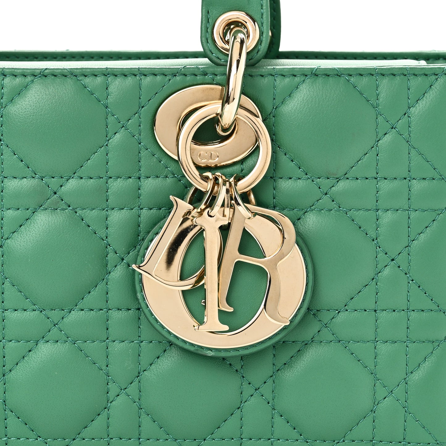 Lambskin Cannage Medium Lady D-Joy Green
